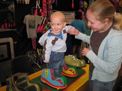 Jackson...at the Children's Theatre Festival wearing clown shoes